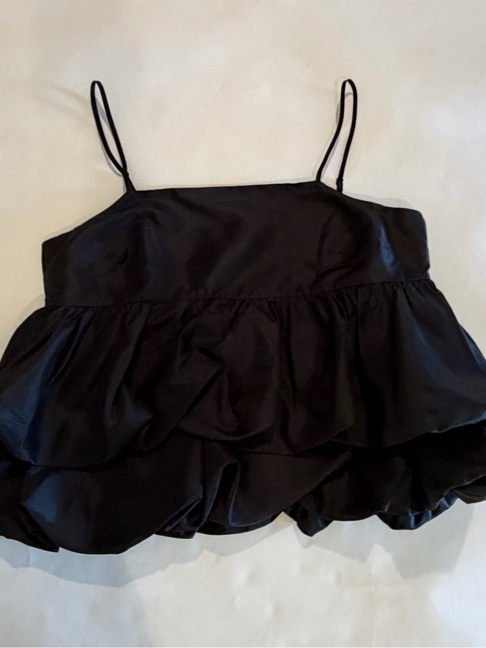 Black Stylish Ruffle Camisole with Spaghetti Straps